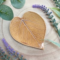 Image 3 of Small Soft Amber Ceramic Leaf Trinket/Ring Dish
