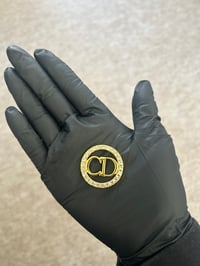 1x Gold cd diamanté metal flat back charm 