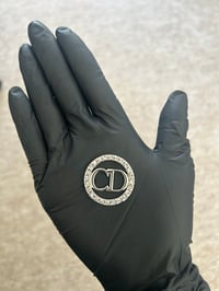 1x Silver cd diamanté metal flat back charm 