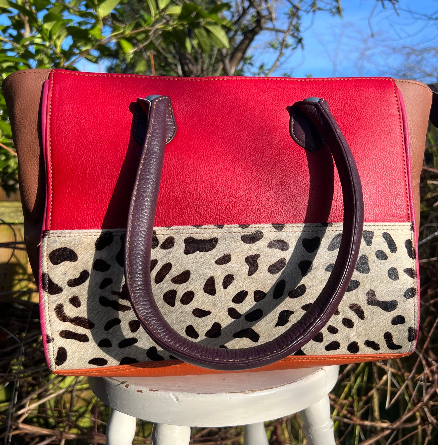 Image of Medium Leather/Fur Tote #MT2