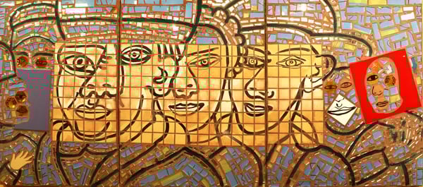 Image of Three Figures in a Crowd