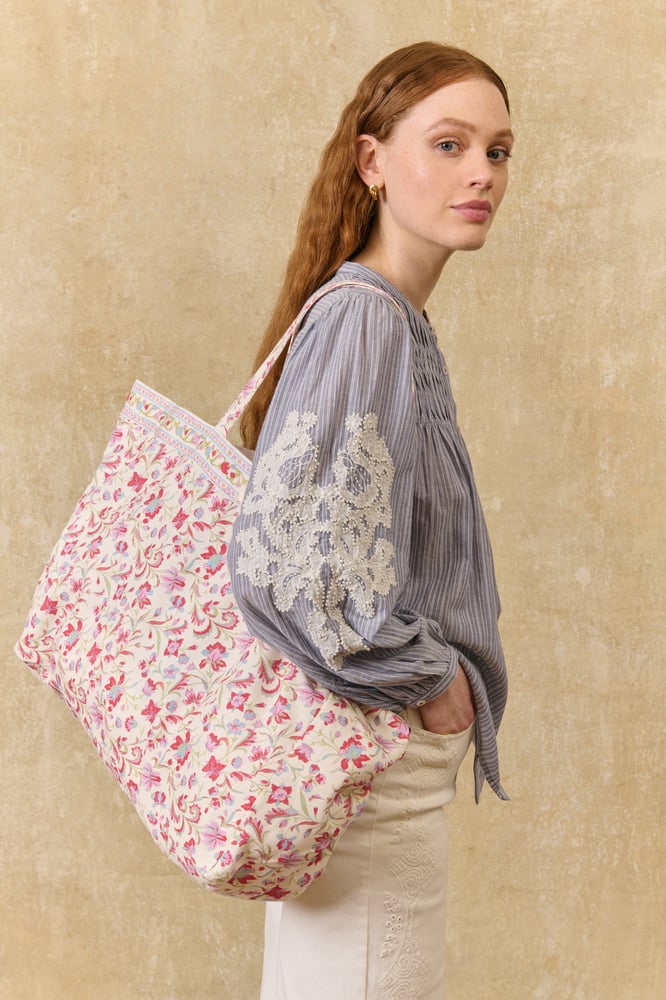 Image of Tote bag Beverly  Cream Floral.