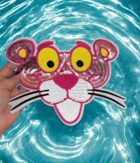 Pink Panther Iron-On Embroidery Patch