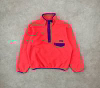 Image 1 of Patagonia Synchilla Snap T Fleece Pullover Neon Pink Large Vintage 1990