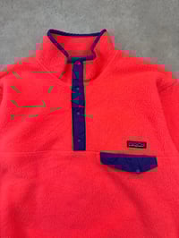 Image 3 of Patagonia Synchilla Snap T Fleece Pullover Neon Pink Large Vintage 1990