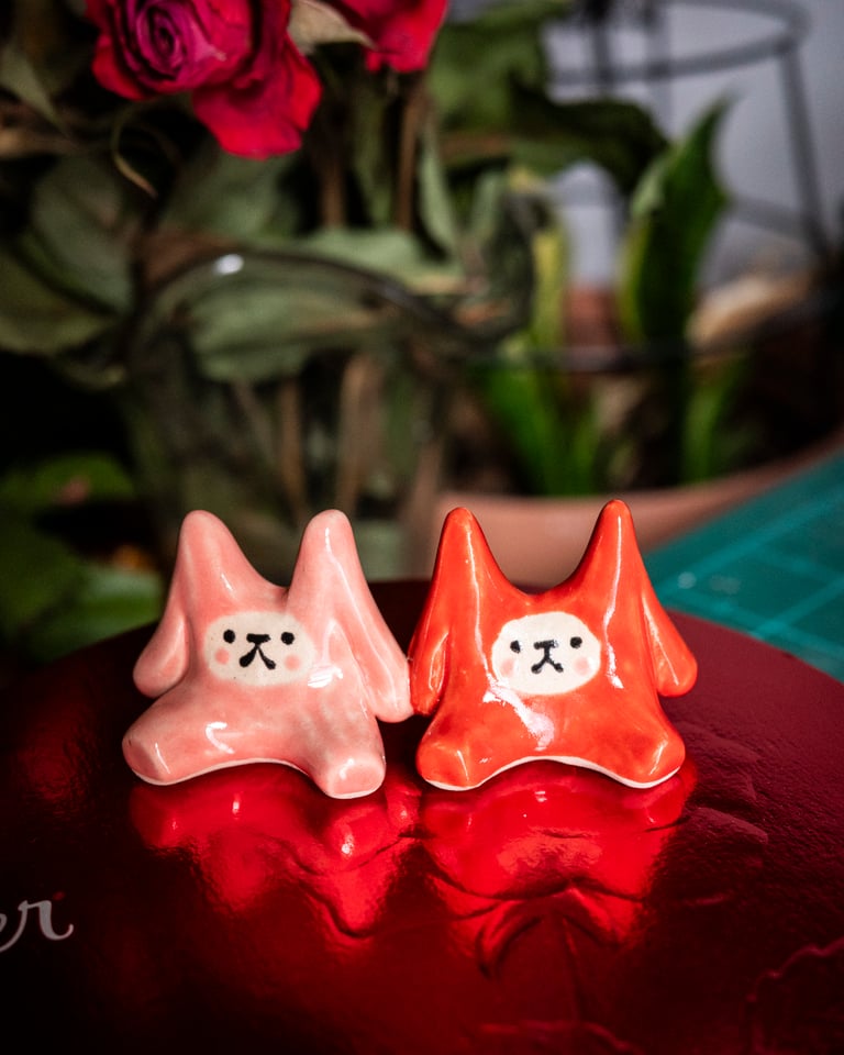 Ceramic Little Guy: Valentine's Couple #1