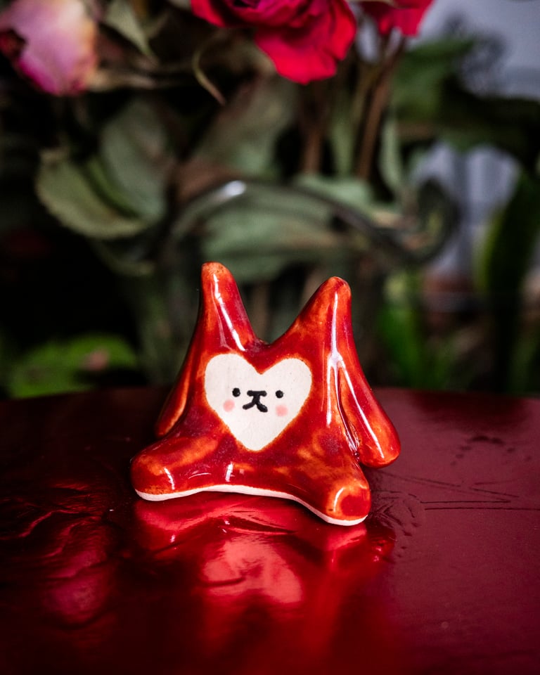 Ceramic Little Guy: Valentine's Red Heart