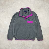 Image 2 of Patagonia Synchilla Snap T Fleece Pullover Grey Purple Medium Womens 