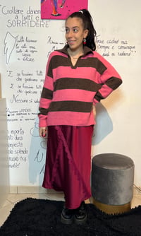 Maglione righe rosa e cioccolato