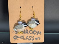 Frilled Black-capepd Chickadee Earrings