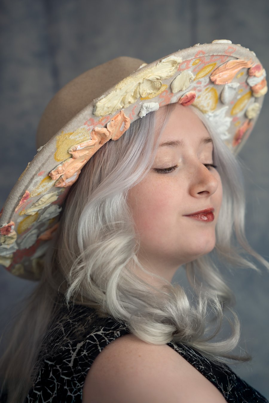 Image of Still in Bloom: Hand-Painted Textured Hat