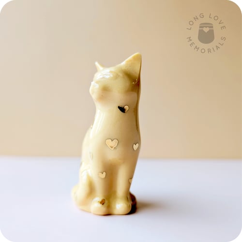 Image of Orange and Gold Cat Figurine, 18k Gold Luster Hearts
