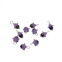 Image 1 of 10PC. METALLIC LILAC Fire Polish Glass Bead Charms/Acrylic Flower Capped bead charms