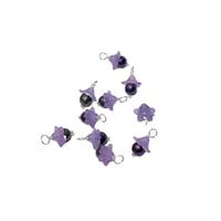 Image 3 of 10PC. METALLIC LILAC Fire Polish Glass Bead Charms/Acrylic Flower Capped bead charms