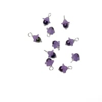 Image 4 of 10PC. METALLIC LILAC Fire Polish Glass Bead Charms/Acrylic Flower Capped bead charms
