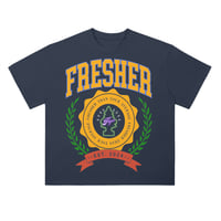 **PRE-ORDER** Fresher Than Your Average "College Crest" NAVY" Heavyweight Drop Shoulder Cotton Tee