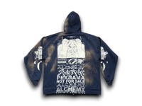 Image 2 of Black samurai Kanji black panther NYC Akira upcycled screen print blue/yellow zip up hoodie 
