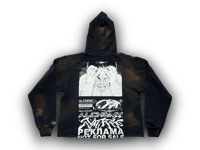 Image 2 of Black samurai Kanji Akira West Virginia University upcycled screen print black/yellow hoodie 