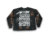 Image 2 of Black samurai Akira heavy metal make art not war upcycled screen print black/yellow sweatshirt