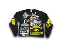 Image 1 of Black samurai Akira Princeton University upcycled screen print black/yellow sweatshirt