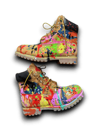 Image 1 of Hand-Painted 6 inch Timberland Boots: Custom one of a kind  Abstract Art paint splash 1
