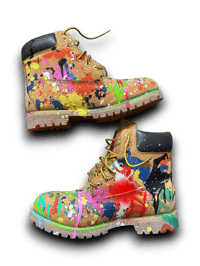 Image 2 of Hand-Painted 6 inch Timberland Boots: Custom one of a kind  Abstract Art paint splash 1