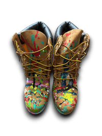 Image 3 of Hand-Painted 6 inch Timberland Boots: Custom one of a kind  Abstract Art paint splash 1