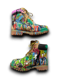Image 2 of Hand-Painted 6 inch Timberland Boots: Custom one of a kind  Abstract Art paint splash 2