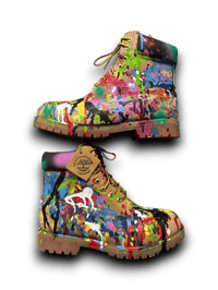 Image 1 of Hand-Painted 6 inch Timberland Boots: Custom one of a kind  Abstract Art paint splash 2
