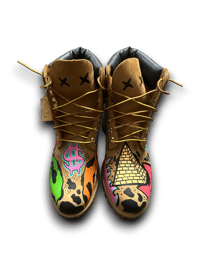Image 2 of Hand-Painted 6 inch Timberland Boots: Custom one of a kind  Abstract Art footwear