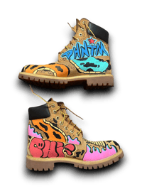 Image 3 of Hand-Painted 6 inch Timberland Boots: Custom one of a kind  Abstract Art footwear