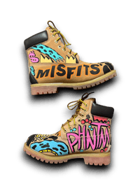 Image 2 of Hand-Painted 6 inch Timberland Boots: Custom NWA one of a kind  Abstract Art footwear