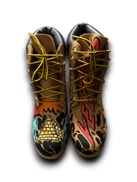 Image 3 of Hand-Painted 6 inch Timberland Boots: Custom NWA one of a kind  Abstract Art footwear