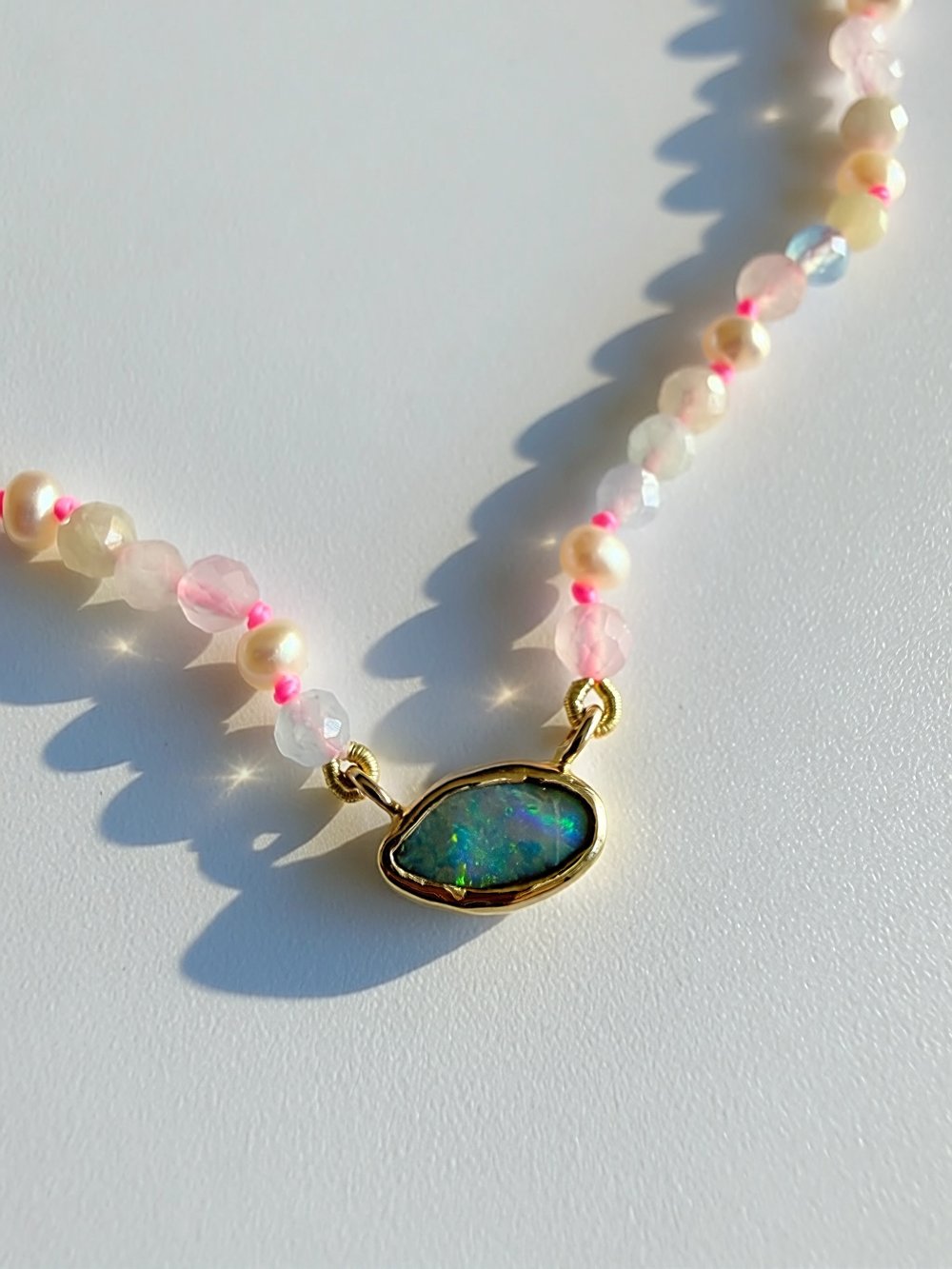 Image of Morganite with Boulder Opal Necklace