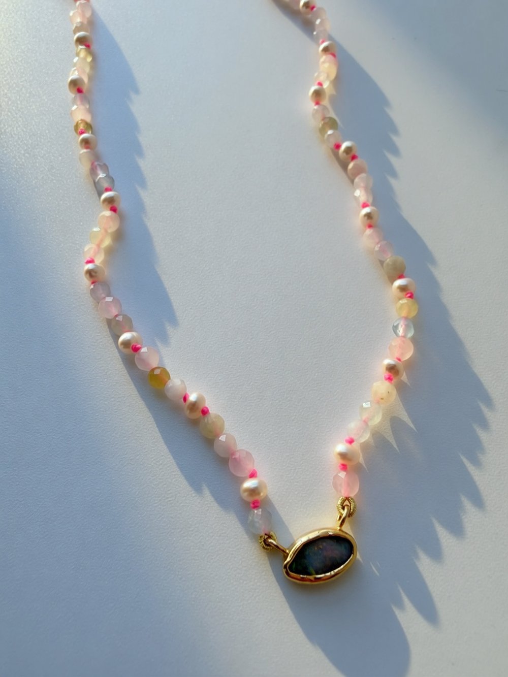 Image of Morganite with Boulder Opal Necklace
