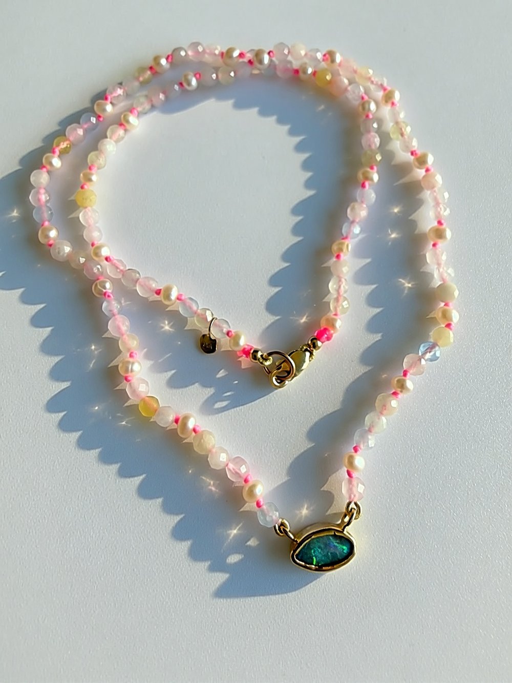 Image of Morganite with Boulder Opal Necklace