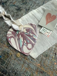 Image 1 of Individually Hand Marbled Ceramic Heart 