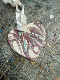Image 2 of Individually Hand Marbled Ceramic Heart 