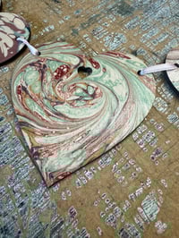 Image 4 of Hand Marbled Wooden HEART Garland - one-of-a-kind 