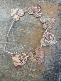 Image 2 of Hand Marbled Wooden HEART Garland - one-of-a-kind 
