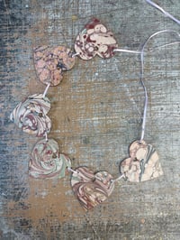 Image 1 of Hand Marbled Wooden HEART Garland - one-of-a-kind 