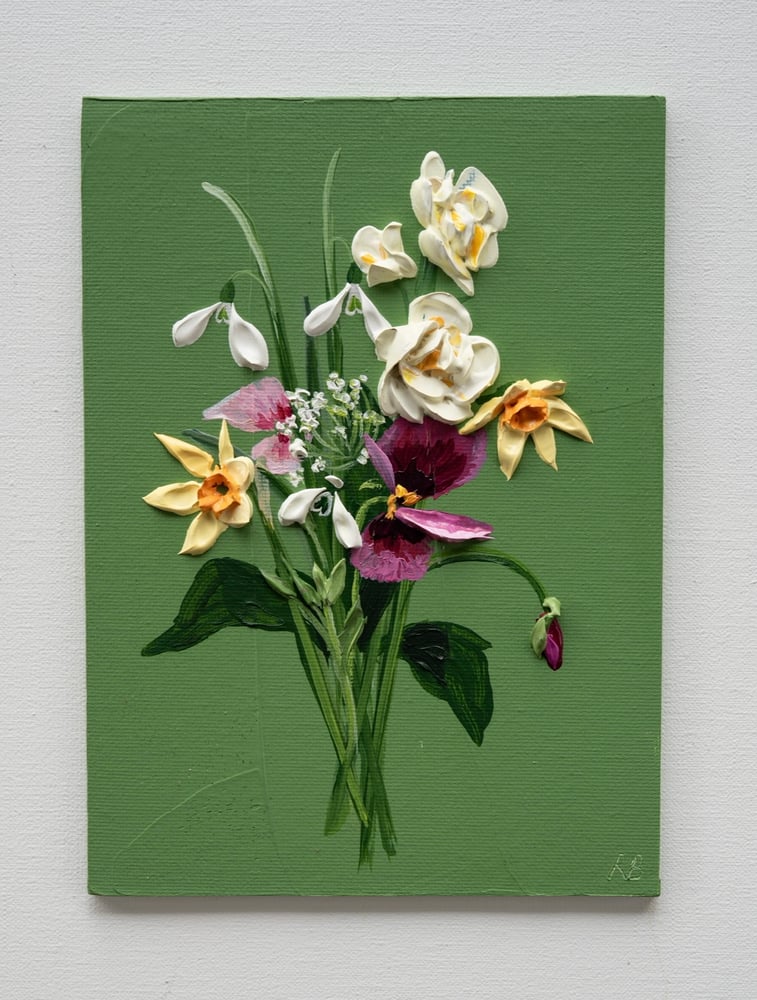 Image of Spring Posy On Pea Green