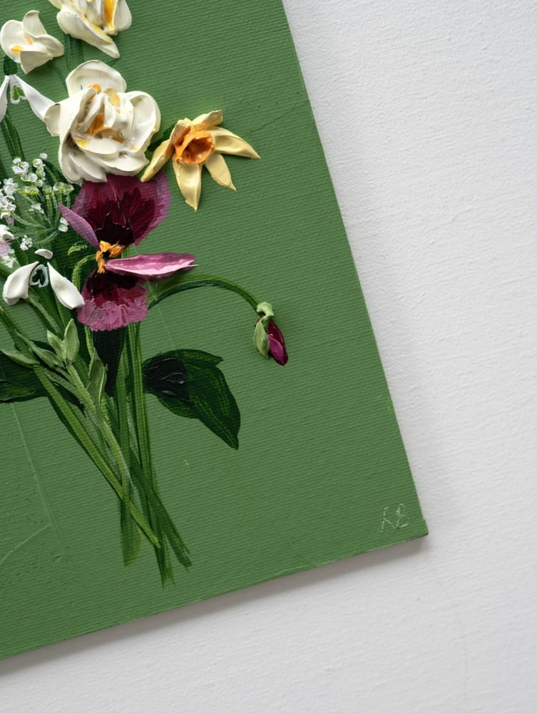Image of Spring Posy On Pea Green