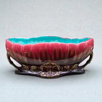 Image 3 of Grande jardinière en barbotine Art Nouveau - Orchies - faïence céramique avec anses - 1920