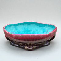 Image 2 of Grande jardinière en barbotine Art Nouveau - Orchies - faïence céramique avec anses - 1920