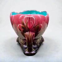 Image 9 of Grande jardinière en barbotine Art Nouveau - Orchies - faïence céramique avec anses - 1920