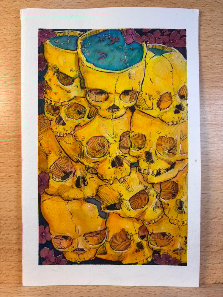 Image of Genocide 5.5x8.5 original painting