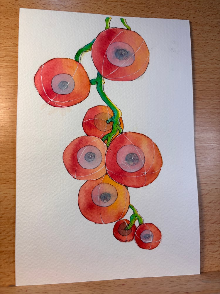 Image of Eye Berries 6x9 original painting