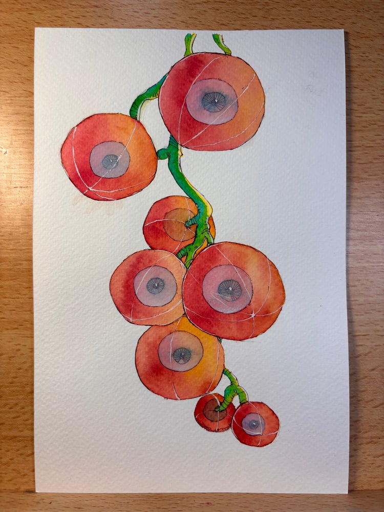 Image of Eye Berries 6x9 original painting