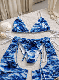 Image 1 of Cowboy Chaps Bikini in Blue Tie-Dye Print